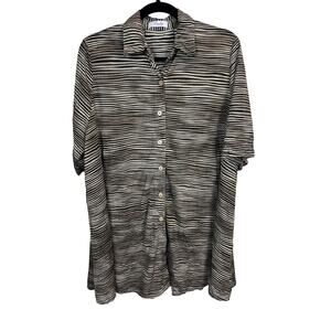 90s Lady Gottex Animal Stripe Oversized Button Up Dress